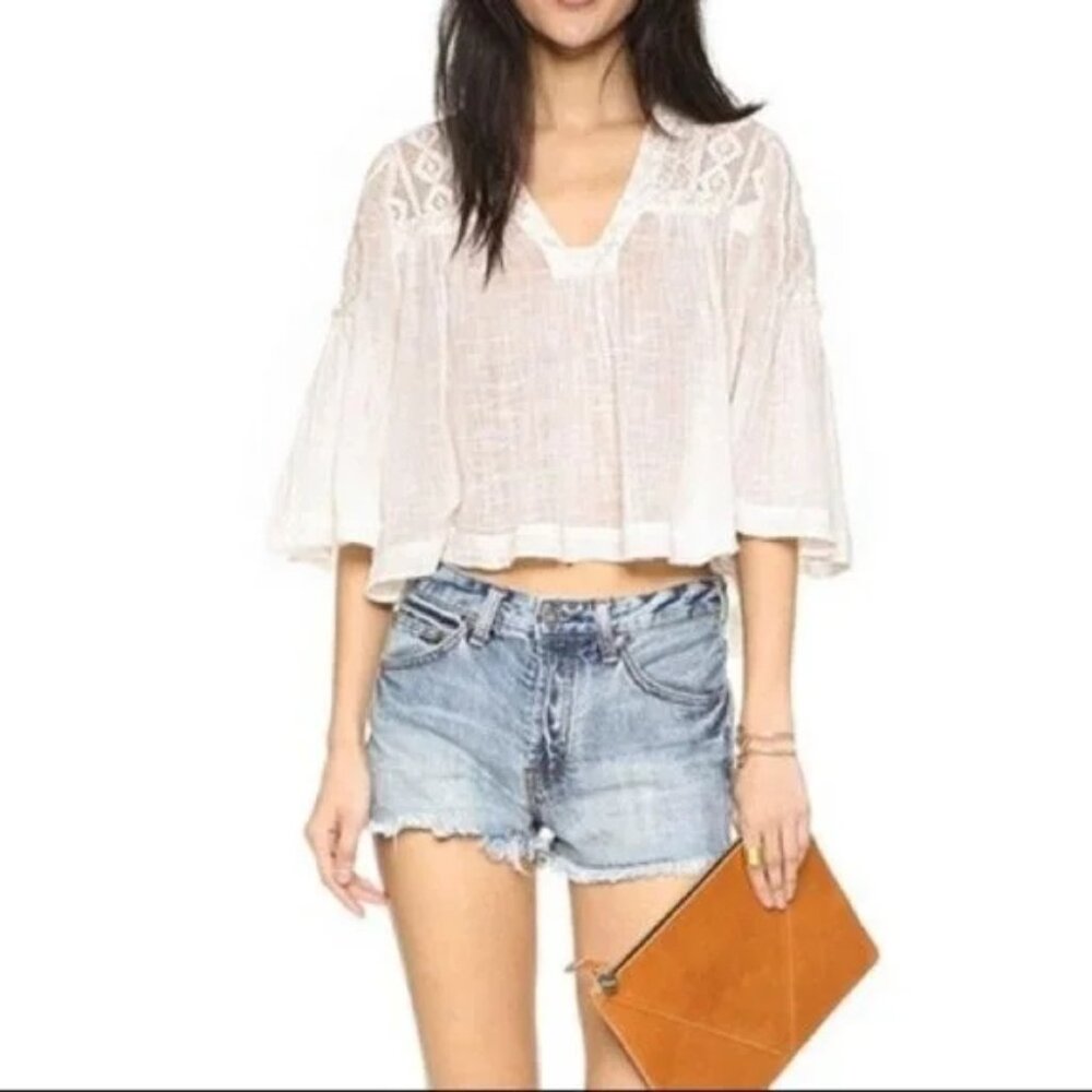 Free People Button Fly Denim Cuttoff Shorts Size 28